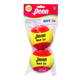Penn QST 36 Tennis Balls - Youth Foam Red Tennis Balls for Beginners - 2 Ball Polybag
