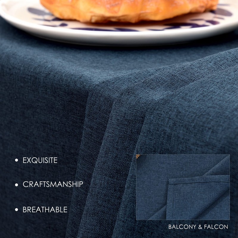 BALCONY & FALCON Rectangular Table Cloth Wipe Clean Faux Linen