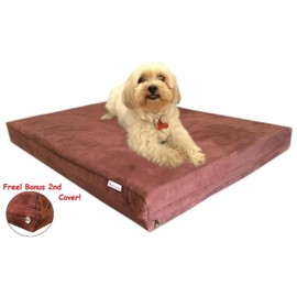 37''x27''x4'' Chocolate Brown Washable Anti Slip Microfiber Suede Waterproof Orthopedic Solid Dense True Memory Foam Pad Pet Dog Bed Crate Free 2nd External Cover