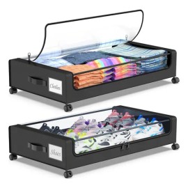 Caja De Almacenamiento Para Zapatos Debajo De La Cama 2pcs Negro