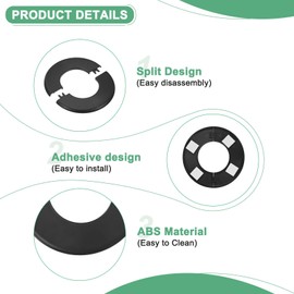 M METERXITY 2-Pack Wall Split Flange, for 2.5 Inch/63mm OD Pipe ABS Escutcheon Plate Round Self-Adhesive Plumbing Cover Plates for Water Pipe/Faucet [Black]