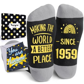HAPPYPOP 65th Birthday Gifts for Men Women - 1959 Birthday Gifts for Older Men Women Best Gifts for 65 Year Old, 65th birthday Socks with Greeting Card