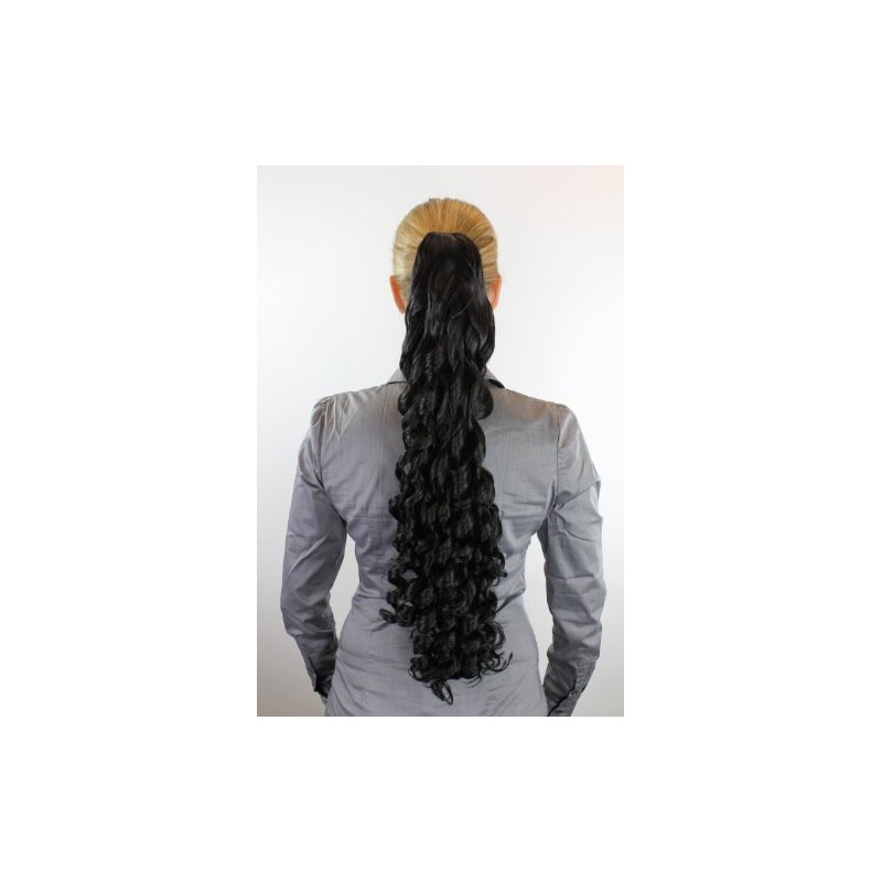 Hairpiece: Magnificent intricately curly braid/ponytail dark brown (3) spiral curls