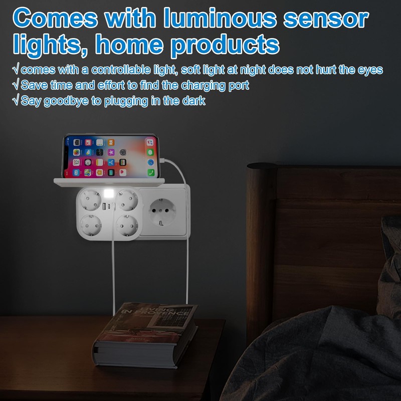 ELUBLU Multiple Socket, with Palette, Double Plug for Socket, Power