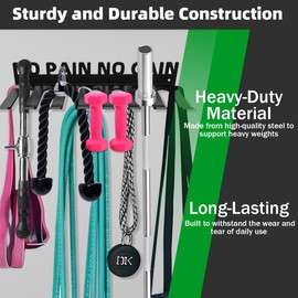Home Gym Accessories Organization Storage Rack Equipment For Home 8 Hook Wall Hanger Display Gear Barbells Resistance Bands Jump Ropes Lifting Belt Hanger Accessories Hardware Included NO PAIN NO GAIN