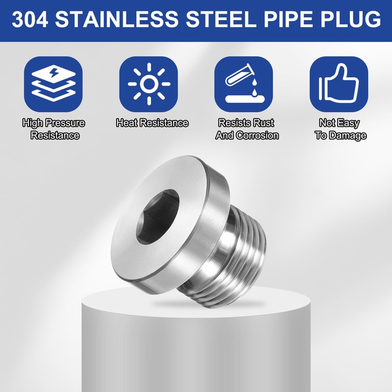 PATIKIL M20 x 1.5 Stainless Steel Pipe Plug Metric Male