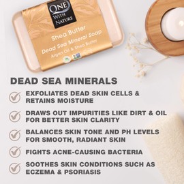 One With Nature One With Nature Dead Sea Mineral Shea Butter Soap 7oz 3Pack with Argan Oil - Dead Sea Salt Contains Magnesium, Sulfur & 21 Essential Minerals for All Skin Types, Eczema, Psoriasis, Acne, 100% Natural