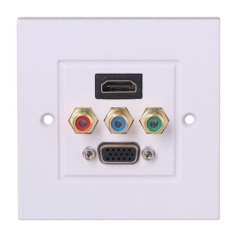VGA+High Definition Multimedia Interface 3RCA Wall Plate Panel Socket for