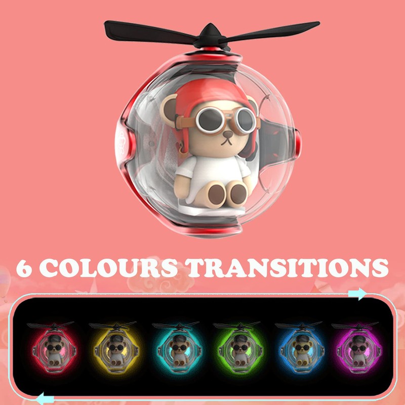 Helicopter Bear Pilot Car Air Freshener (Red)