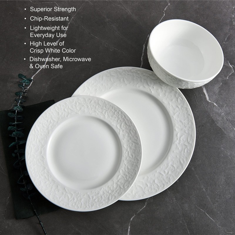 Mikasa Crown White Chip Resistant 18 Piece Dinnerware Set, Service
