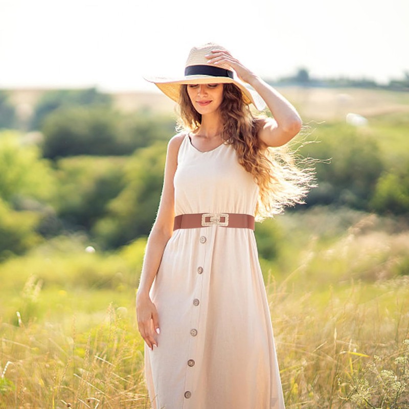 2 Pieces Simple Belts, Wide Belts For Women, Elastic Belts,