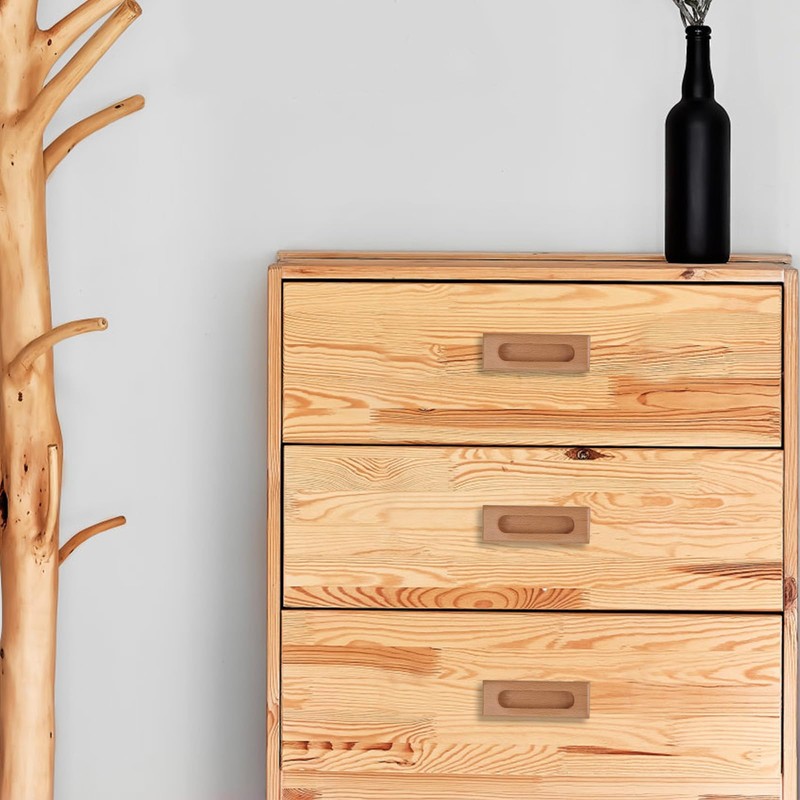 MOROBOR 4PCS Rectangular Wood Recessed Concealed Handle, Embedded Design Wood