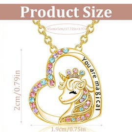 MenYiYDS - 2 pieces unicorn necklace, unicorn gifts for girls and women, unicorn pendant, birthday gifts for girls, wives, sisters - unicorn jewellery necklace (gold)