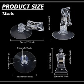 FINGERINSPIRE 12 Pcs Suction Cup Clip Plastic Advertising Pop Display Business Cards Holder Stand Clear Clamps Window Glass Suction Cup with Clip for Hanging Kitchen Bathroom Office Accessories