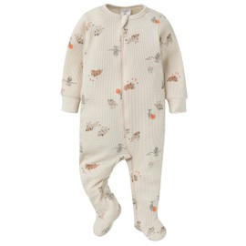 Gerber Baby Unisex 2-Pack 2-Way Zip Thermal Footed Sleep 'N Play, Buffalo, 3-6 Months