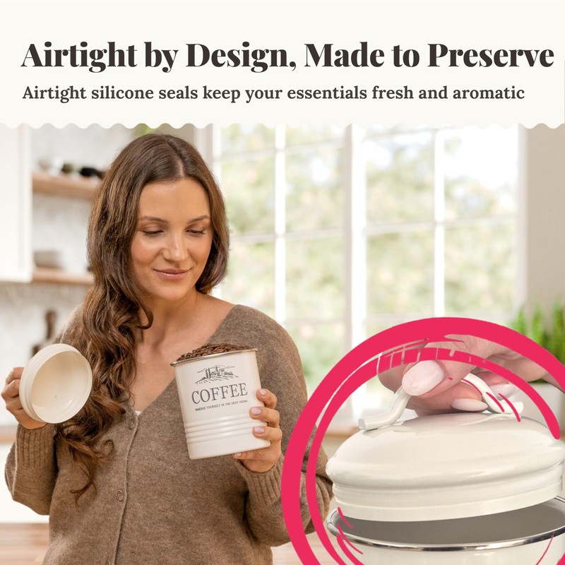 noonberry Kitchen Canisters for Countertop – 5-Piece Airtight Canister Sets