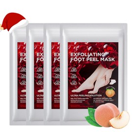 4 Pairs Foot Mask - Callus Socks, Foot Mask Peach for Foot Care, Callus Remover Socks, Extreme Callus Removal Foot Exfoliating Mask, Foot Care Anti Callus Socks for Christmas Gifts