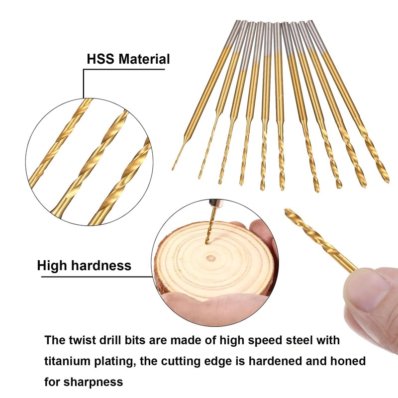 KOZTOL 10Pcs Mini Twist Drill Bit Set, Micro Engraving Drill