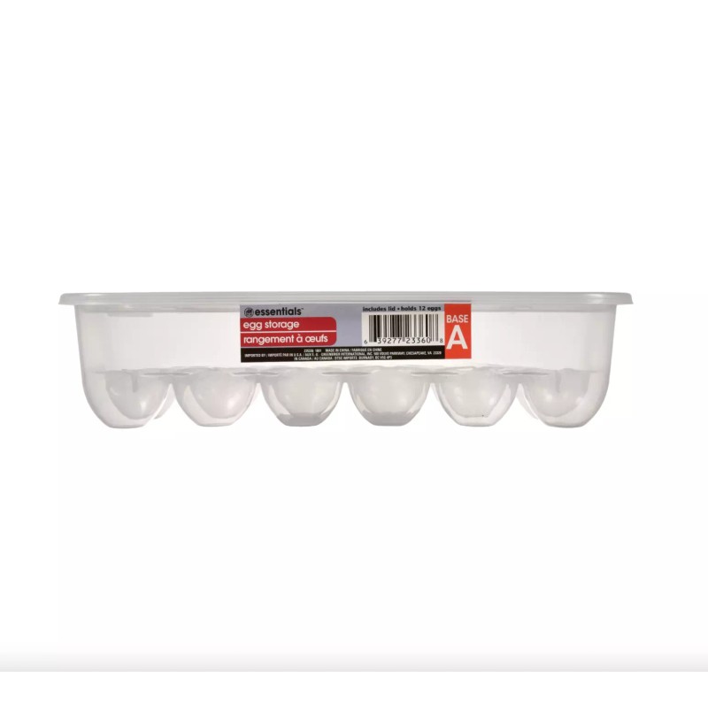 Essentials™ Rectangular Plastic Egg Storage Container with Lid Hold 12Eggs