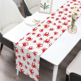 Buxiuer Crab Table Runner Crab Boil Party Decoration Summer Seafood Crab Feast Dining Room Home Kitchen Table Decor