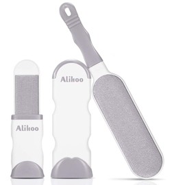 Alihoo Bürste Haarentferner, Pet Pinsel,Neu mit doppelseitiger Fusselbürste und selbstreinigender Basis,perfekt für Möbel,Teppich (Large&Travel Size Brush)