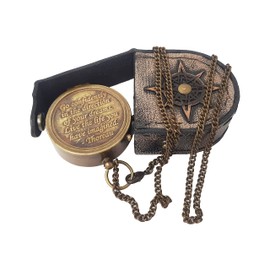Hanzla Collection - Brass Compass Engraved with Thoreau's Go Confidently Quote and Stamped Leather Case, Boys Gifts