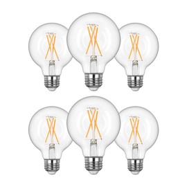 EDISHINE 6 Pack G25 LED Edison Bulbs CRI90+, Vintage Dimmable Edison Bulbs 60 Watt Equivalent, 8W 500LM 2700K Warm White Vanity Light Bulbs E26, LED Filament Bulbs for Chandelier Wall Light UL Listed