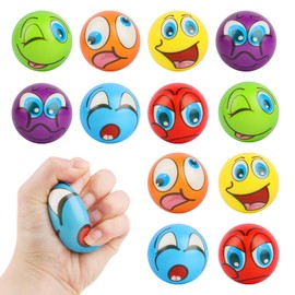 Pack of 12 Anti-Stress Balls for Children Adults, MXTIMWAN Squeeze Ball, Smile Face Balls, Face Squeeze Balls, Adult Motivational Stress Balls, Anti-Stress Ball Children, Squishy Toy Ball