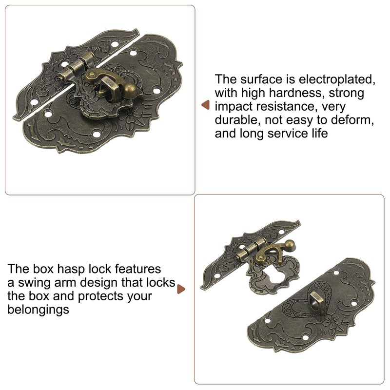 sourcing map Hasp Clasp Latch Lock, 76 x 56mm Decorative