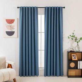 Pickluc Blackout Curtains 84 Inches Long 2 Panels, Black Out Drapes for Bedroom or Living Room, Back Tab and Rod Pocket Top, Set of Two, Stone Blue, 52" Wide and 84" Length
