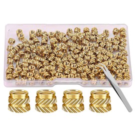 250Pcs 3D Printing Brass Nuts, M4x6x6 Threaded Inserts Heat Set for Plastic Metric Knurled Nuts Assortment Kit for 3D Printing Components