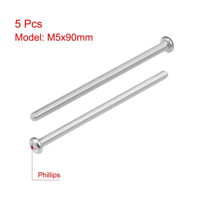 sourcing map M5x90mm Machine Screws Phillips Cross Pan Head Screw