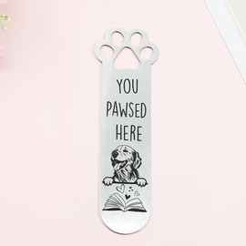 10 Styles Dog Bookmarks - Stainless Steel Hollow Dog Paw Bookmark, You Pawsed Here Book Mark Gifts for Women Men Book & Dog Lover (Golden Retriever)