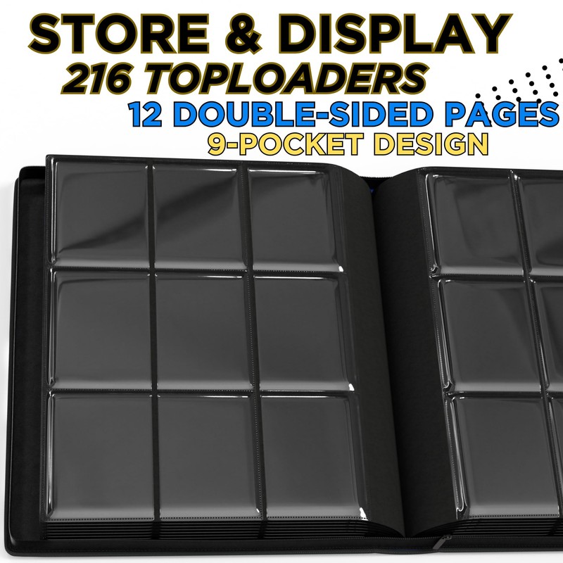 Premium 9 Pocket Card Binder for 216 Cards, Vintage Double