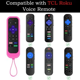 3Pack Silicone Protective Controller Sleeve for Roku | onn Roku TV Remote Cover | TCL Roku Remote Case Universal for Roku Express 4K+ 2021 | Hisense Roku (Glow Purple&Glow Green&Rose Red)