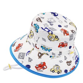 FenFang Sun Hat Baby Adjustable Children's Fishing Hat Quick Drying Wide Brim Sun Hat Beach Hat Summer Hat Cap Boys, White car