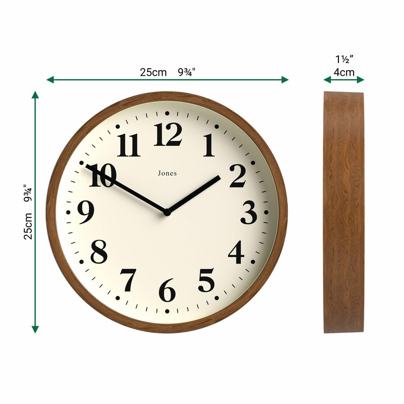 JONES CLOCKS® Lodge Wall Clock | Small Modern Clock |