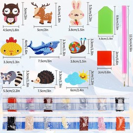 EOGRFW 43Pcs 5D Diamond Painting Stickers Kits for Kids,Animal Diamond Painting Stickers by Numbers,DIY Diamond Art Mosaic Stickers,Art Craft Animal Stickers Painting with Diamonds for Kids Beginners