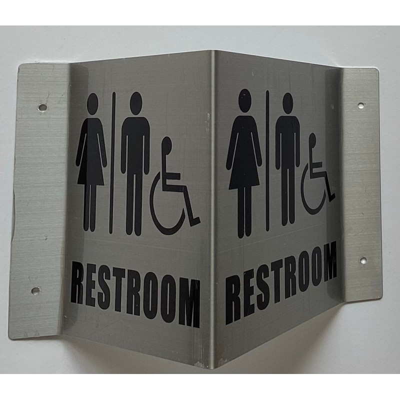 Corridor Restroom accessible sign-Restroom accessible Hallway sign (Aluminium,5x6 SILVER)-le couloir