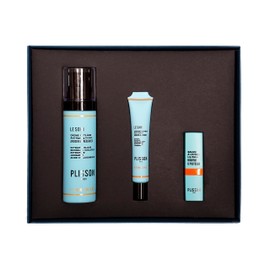 Plisson Set mit Liebesgueule – 1 Augenpflege + 1 Anti-Aging-Creme für Gesicht + 1 Lippenbalsam – 3 Pflege für Herren – 97 bis 99 % Inhaltsstoffe natürlichen Ursprungs – hergestellt in Frankreich