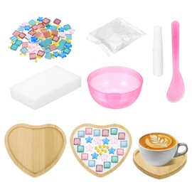 QUARKZMAN Mosaik Bastelset Untersetzer Dekorative Herz Holzuntersetzer Mosaik Set 105x95x10mm für Kerzenteller Bastelset für Erwachsene DIY Mosaik Stil 13