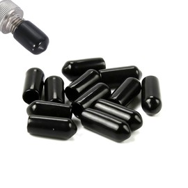 FOCMKEAS 50 PCS Round Rubber End Cap, 0.18"(4.5mm) ID Vinyl Flexible Screw Thread Protectors(Length 15mm), Bolt End Caps for Metal Tubing Rod Bolt Tip, Black