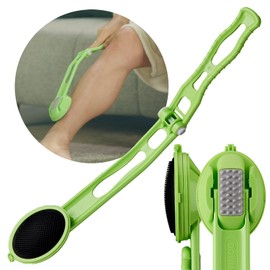 DOWMI Body Back Scratcher - 48.3 cm 折りたたみ式ロングカーブハンドル、交換可能なブラシヘッド付き - 洗えるパッド - 背中と体のかゆみを緩和 - 女性と男性のためのポータブルバックスクラッチャー