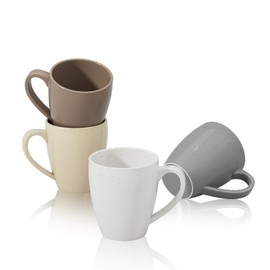 Sweese Porcelain Mugs - 16 Ounce (Top to the Rim) for Coffee, Tea, Cocoa, Set of 4, Neutral Colors