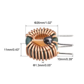 sourcing map Toroid Inductance Copper Coils Magnetic Inductance 1mH 10A for DIY Circuit Board Pack of 5