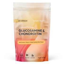 Glucosamine and Chondroitin High Strength – with Turmeric, Ginger, Rosehip & Vitamin C – Glucosamine Sulphate Chondroitin Sulphate - 60 Capsules, 1 Month Supply, Made in UK