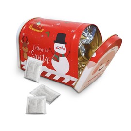 Charbrew Letters To Santa Christmas Post Box English Breakfast Metal Tea Tin Caddy Gift – 80 Teabags Black Tea Blend