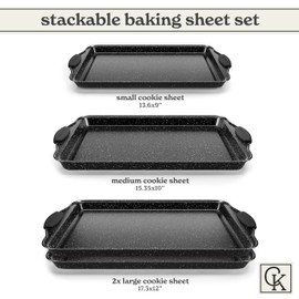 Country Kitchen Nonstick Stackable Bakeware Set - Durable, Easy Release Baking Set, Black, 4 Pcs