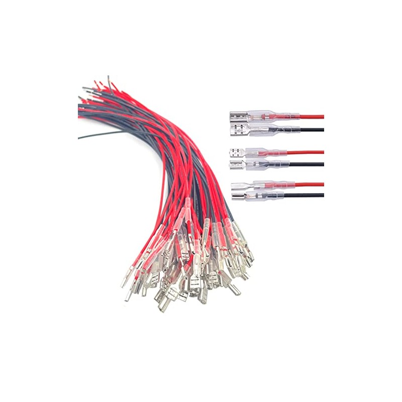 60Pcs 2.8mm 4.8mm and 6.3mm Female Spade Crimp Terminal with
