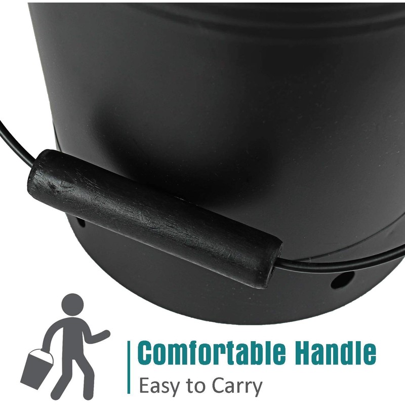 INNO STAGE Ash Bucket with Lid and Wood Handle Coal